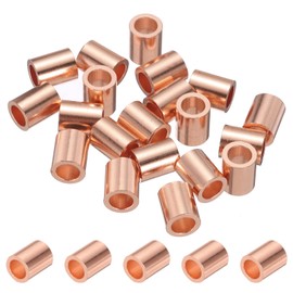 PATIKIL 5/32"/ 4mm Wire Rope Stop Sleeve, 20 Pack Copper Crimping Loop Sleeve End for Wire Rope Cable Ferrule, Gold Tone