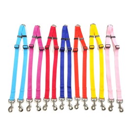 Dog Coupler/Splitter Lead Dual Walking Leash Adjustable 25mm/1" Webbing 2 Way Splitter (Large, Yellow)