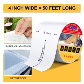 RV Roof Sealant Tape White, MOGOFE 4 Inch x 50 Feet RV Repair Roof Sealer Seal Tape UV-Resistant Waterproof Sealant Tape for RV Repair, Camper, Trailer, Boat Sealing, Leaking Roof, Window
