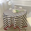 Checkerboard Tablecloth, Checkered Tassel Tablecloth Cotton Vintage Grid Simple Practical