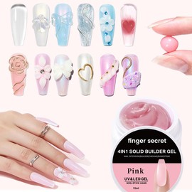 Solid Builder Gel for Nails Hard Gel for Nails White Nude Colors Nail Extension Gel with Nail Art Tools Solid Builder Gel for Nails Set for DIY Nail Thickening Solution 3d Gel Nail 30G 15Ml