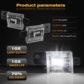 POPMOTORZ LED License Plate Light Compatible with 2014 2015 2016 2017 2018 2019 2020 2021 2022 Chevy Silverado GMC Sierra 1500 2500HD 3500HD 2015-2021 Colorado Canyon Pickup Truck 6000K, White