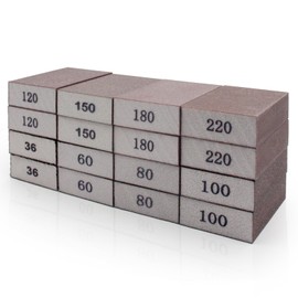 Pack of 16 Sanding Sponges, 36/60/80/100/120/150/180/220 Grit Sandpaper, Sandpaper Wood, Washable and Reusable for Sanding, Polishing Metal, Wood, Sanding Sponges