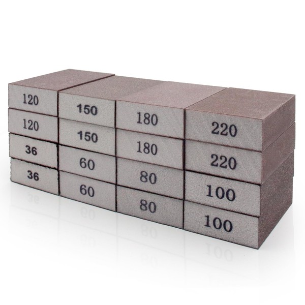 Pack of 16 Sanding Sponges, 36/60/80/100/120/150/180/220 Grit Sandpaper, Sandpaper Wood,