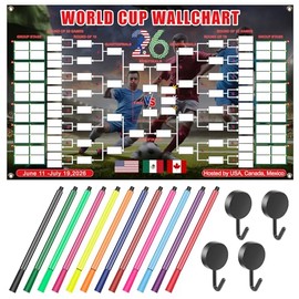 Juego de pósteres extragrande de 71 x 43 pulgadas, torneo mundial de fútbol 2026, con 4 ganchos y 12 bolígrafos de colores, telón de fondo para decora