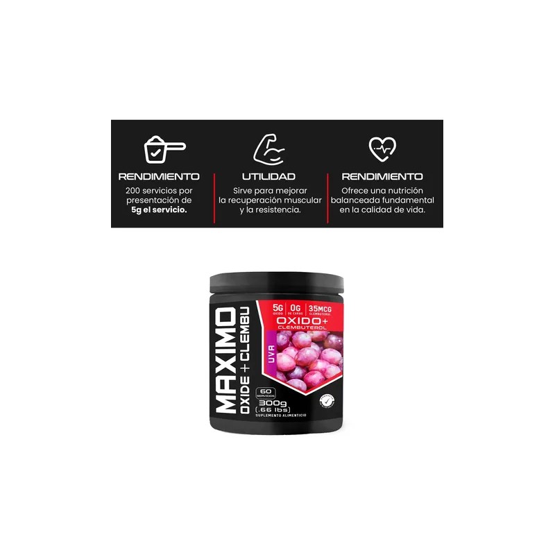 Óxido Clembu Pre Entreno Maximo Protein 300g 60 Servs