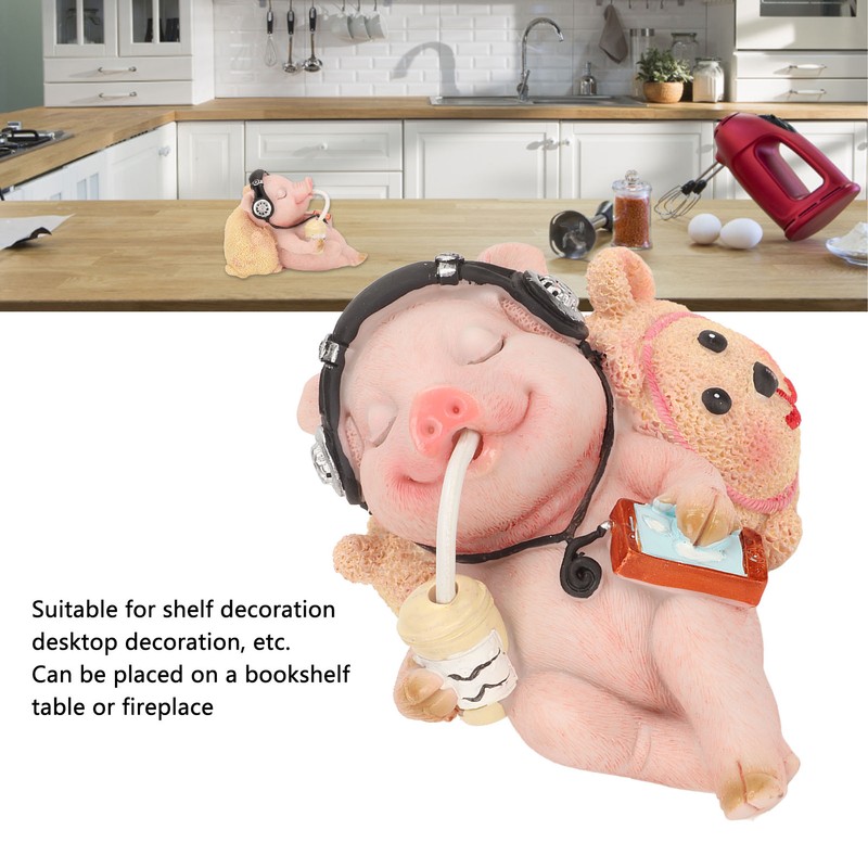 Pig Statue Mini Funny Casual Musical Resin Pig Art Figurine