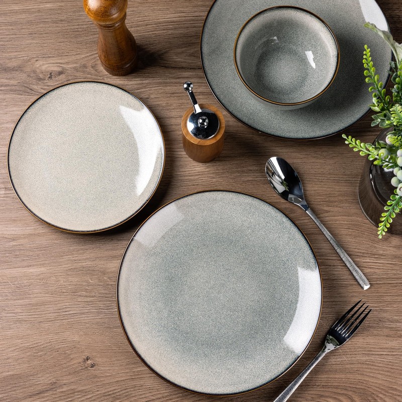 GBHOME Ceramic Dinnerware Sets for 4, 12 Pieces Stoneware Plates