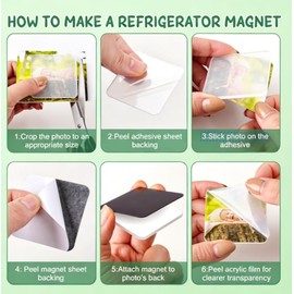 20Pcs DIY Fridge Magnet Kit, Clear Acrylic DIY Fridge Magnets Set with Adhesive Backing, Magnet Making Kit for Crafts, Kitchen, Classroom, Party & Office Decoration