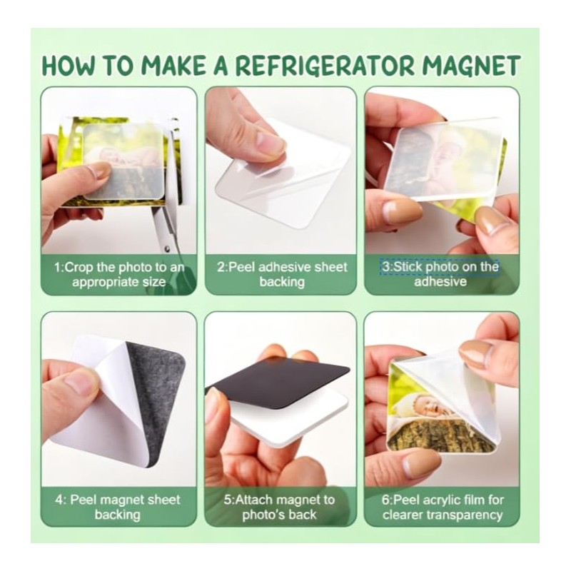 20Pcs DIY Fridge Magnet Kit, Clear Acrylic DIY Fridge Magnets