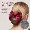 Wine Red Women Hair Snood Net Bowknot Decor Barrette Elastic