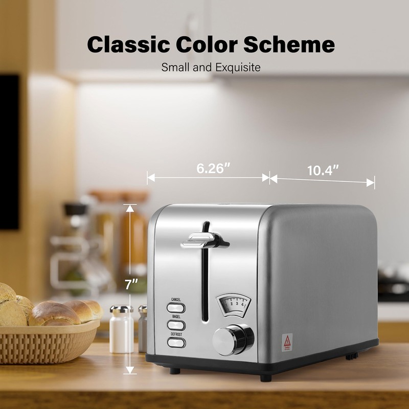 YSSOA 2-Slice Toaster with Extra Wide Slot & Removable Crumb