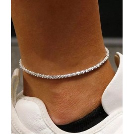 Verona Jewelers Italian 925 Solid Sterling Silver 2MM DIAMOND CUT Roc Anklet Chain 9" or 10" - 9"