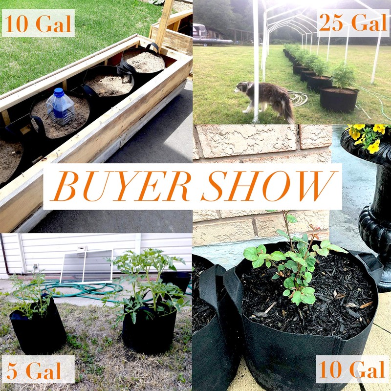 Gardzen 10-Pack 15 Gallon Grow Bags, Aeration Fabric Pots with