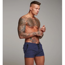 Mens Swim Trunks Quick Dry Swimwear Zipper Pockets, Swim Shorts with Mesh Lining Navy Blue