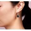 Black Onyx Four Petal Flower Dangle Earrings for Women with