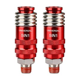 5 In 1 Universal Quick Industrial Connect Coupler Air Hose Fittings 1/4” NPT 5-in-1 Quick Connect Air Fitting Air Compressor Accessories Fitting (2 PCS)
