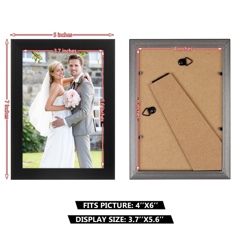 PECULA 2 Pack 4x6 Frames, Black Wall & Tabletop Display,