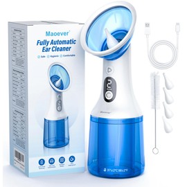 Maoever Electric Ear Wax Removal with One-Piece Waste Tank, Water Powered Ear Cleaner with 4 Pressure Modes for Earwax Remove at Home (Blue)