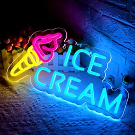 Ice Cream Neon Sign for Wall Decor,Ice Cream Shop Neon Decor,Business Dessert LED light for Bar,Party,Bedroom Decoration,Birthday,Christmas Decor,Size16.1 * 8.3 inch(JTD264)