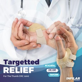 INFILAR CMC Thumb Brace for Men and Women, CMC Joint Supportfor Thumb Joint Discomfort, Instability, Lightweight & Adjustable Thumb Support, Khaki