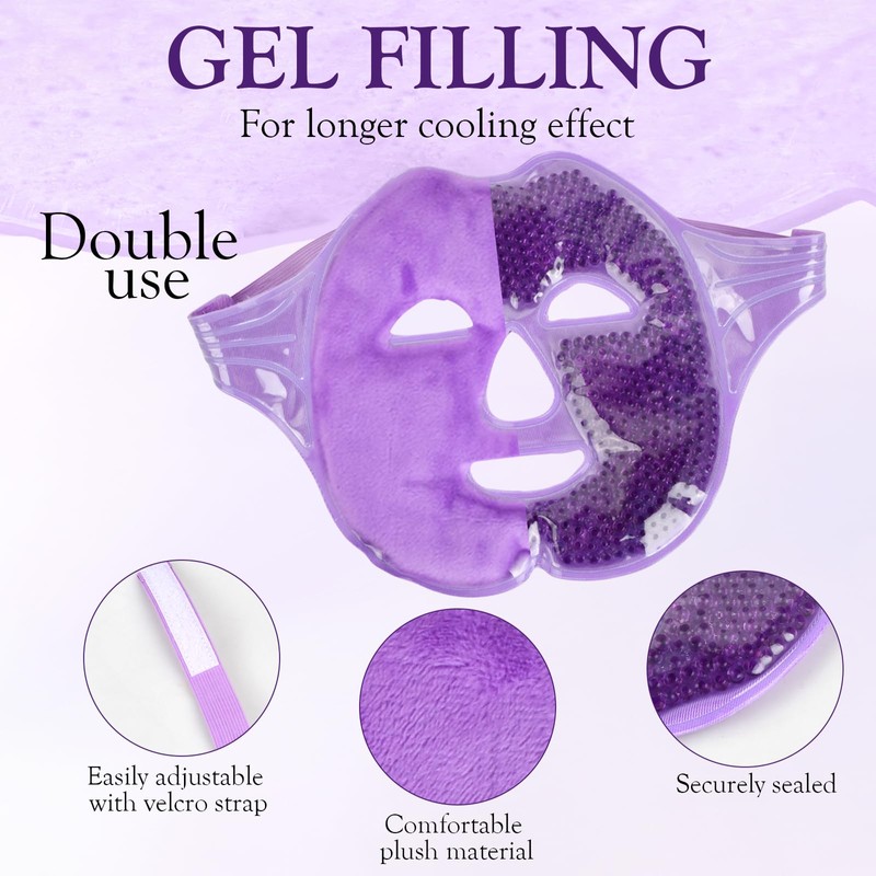 Cooling Mask Face, Reusable Face Ice Eye Mask, Gel Face
