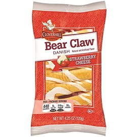 Cloverhill Bakery Bear Claw Strawberry Cheese Danish, 4.25 Ounce - 6 Count Display Box,6 Count (Pack of 1)