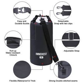 Innerest Waterproof Dry Bag Lightweight Sack for Outdoor Water Recreation Beach Boating Camping Fishing Kayaking with a Free Gift (Window Grey, 20L)
