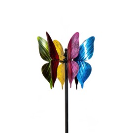 Evergreen Garden Beautiful Summer Multi Colored Wind Spinner | Fade and Weather Resistant | Metal Stake | Garden Yard Outdoor Decor for Home (Colorful Butterfly)