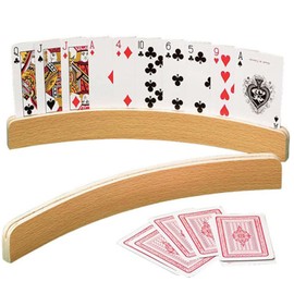 Ksvaye Pack of 2 Children's Playing Card Holder Wooden Card Holder Playing Cards Hands-Free Card Stand 33 cm Playing Card Stand Hands Poker Card Holder for Children Seniors Adults