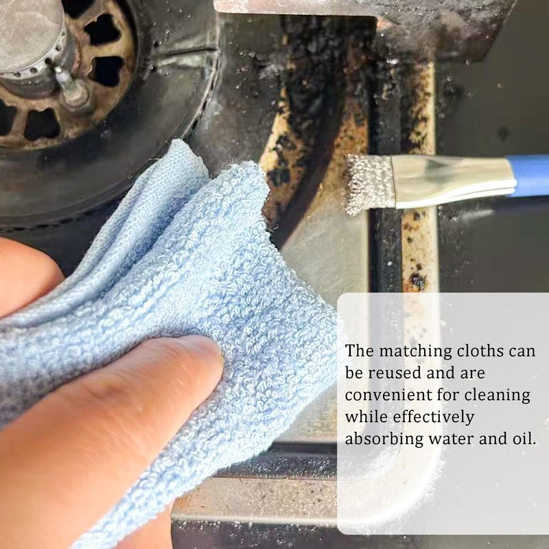 4pcs Kitchen Stove Cleaning Brush Set 3pcs Brushes+1pcs Rag Double