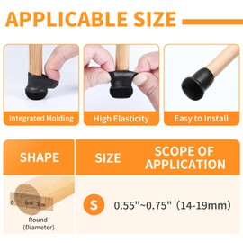 Ezprotekt Chair Sliders for Carpet, 24 Pcs Round Chair Glides for Carpet, Carpet Furniture Sliders Pads, Stool Leg Protectors Caps, Carpet Furniture Glides Quickly Black (S Fit: 0.55" - 0.75")