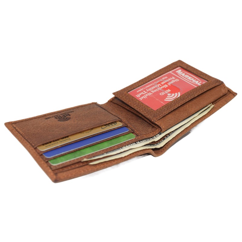 MARSHAL Scorpio Logo Men's Bifold Trifold RFID Blocking Real Leather