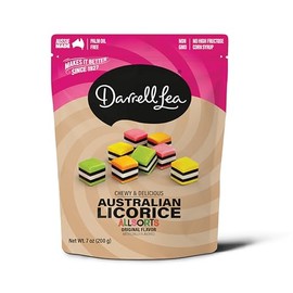 Darrell Lea Soft Australian Licorice, Non-GMO, No Palm Oil, Vegetarian Friendly, No High Fructose Corn Syrup, Soft & Chewy Licorice Candy, Made in Australia (Allsorts, 7 Ounce (Pack of 1))
