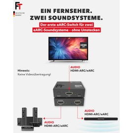 FeinTech AX421 HDMI eARC Switch 1 TV x 2 Soundbar - Use 2 Sound Devices on One TV