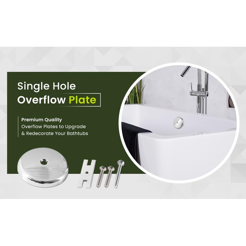 CalcMetal Single Hole Bathtub Drain Overflow Plate with One Matching