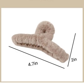 YSAFAI 8 PACK Large Faux Fur Hair Claw Clips Plush Hair Catch Barrette Jaw Clamp for Girls Hair Clips Claw Hair