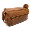 KOMALC Premium Buffalo Leather Unisex Toiletry Bag Travel Dopp Kit