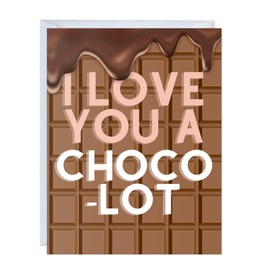 ALY LOU Father's Day Card, Cute Anniversary Birthday Card, for Dad Mom/Her Him/Husband Boyfriend/Girlfriend Wife, Friendship Thank You Kawaii Greeting Card (I Love You A Choco-lot)
