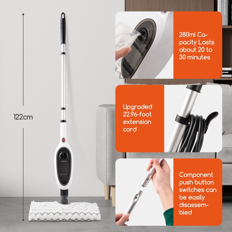 REECOO Steam Mops for Floor Cleaning, Unique Double-Sided Flip Design,