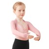 Girls Long Sleeve Cropped Open Front Dance Shawl Tops Pink