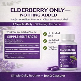 Elderberry - EIvera Gut Support Complex, 1200mg Elderberry Extract Capsules, with Zinc & Vitamin C for Digestive Balance, Immune Support (1)