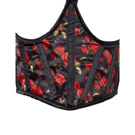 Lavish Red Roses Satin Open Cup Waist Cincher (Medium)