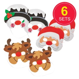 Baker Ross FN356 Christmas Foam Masks - 6 Pack Christmas Costume for Kids