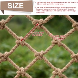 Hemp Rope Net Climbing Safety Kids Tree House Playground Protection Heavy Duty Indoor & Outdoor Decor Rope Net 8mm