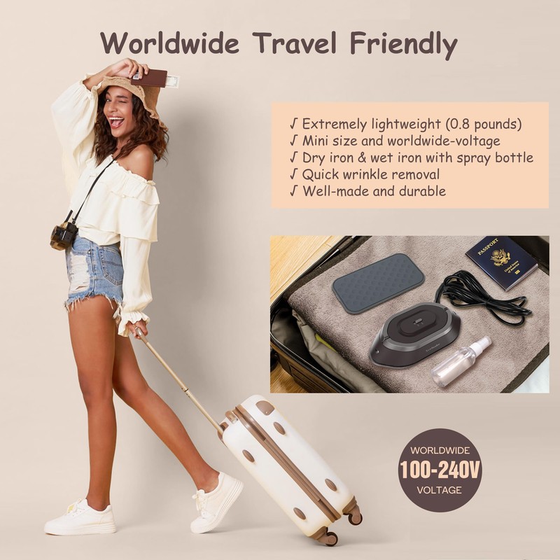 Newbealer Travel Iron with Global Voltage, 100-240V Mini Dry Iron