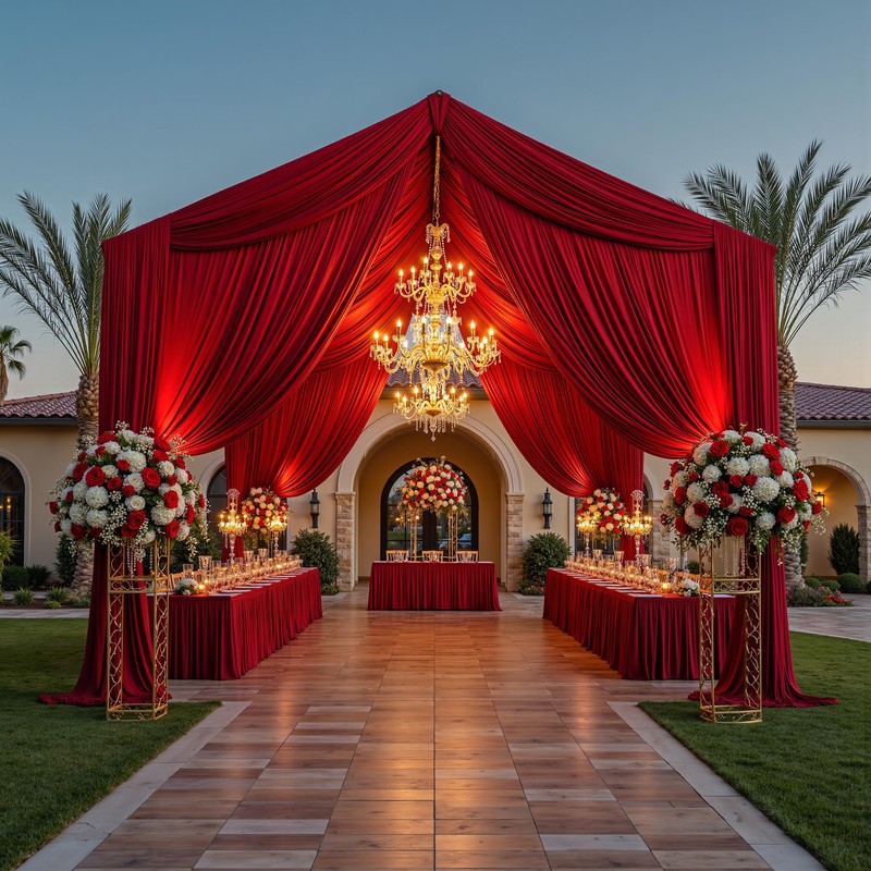20ftx20ft Red Backdrop Ceiling Drapes,4Panels 20ft Height Wrinkle Free Tent