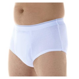 3-Pack Men's Maximum Absorbency Washable Reusable Bladder Control Briefs White Large (Waist 38-40)