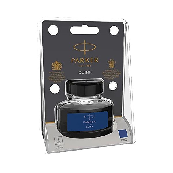 Parker Fountain Pen Liquid Bottled Quink Ink, 57 ml, in a Blister Pack - Blue/Black