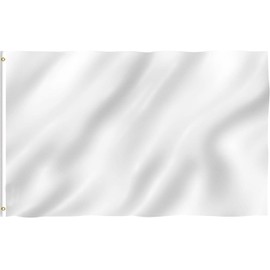 Roll Maven 1 Piece 3x5 Foot White Flag | Plain White Color and Fade Proof - Canvas Header and Double Stitched | Heavy Duty Outdoor Polyester Solid White Flags with Brass Grommets (3 x 5 Ft)